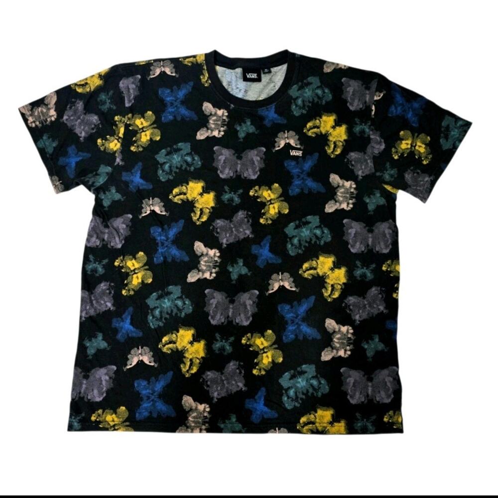 Vans T-Shirt Men’s XL Blotterfly Black Shirt Multicolor Graphic 100% Cotton